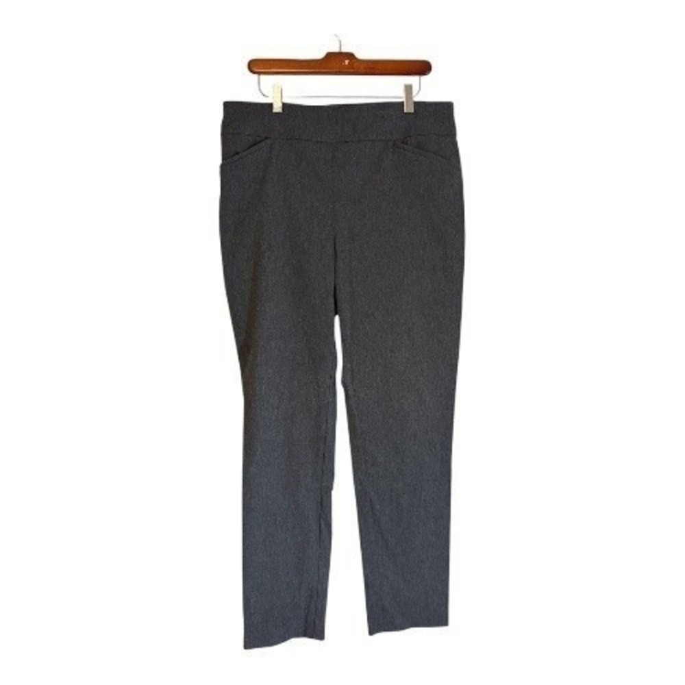 Chico's Perfect Stretch Pants Gray Large Womens Slim Leg Pull On Business Casual